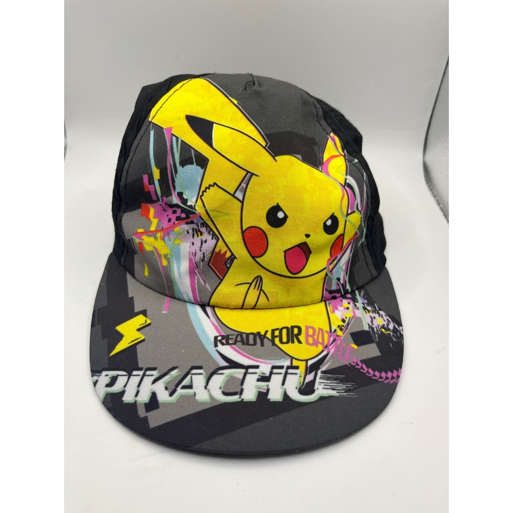Pokemon Pikachu Ready For Battle Baseball Cap Youth Adjustable Black Yellow‎